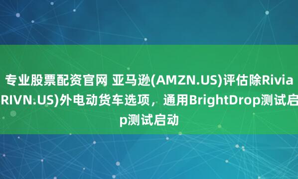 专业股票配资官网 亚马逊(AMZN.US)评估除Rivian(RIVN.US)外电动货车选项，通用BrightDrop测试启动